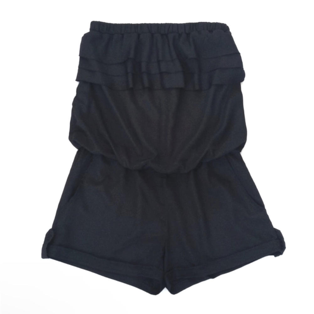 Arden B Black Women’s Ruffle Tube Top Romper Jumper Shorts Jumpsuit XS